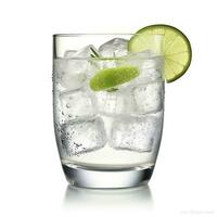 AI generated Gin tonic glass of water with ice isolated on white background. AI Generated photo