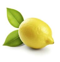 AI generated Lemon with leaf isolated on white background. AI Generated photo