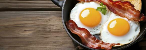 ai generado frito huevos y tocino. ai generado foto