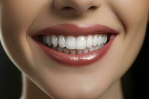 AI generated Close up of a smile with nice white teeth. AI Generated photo