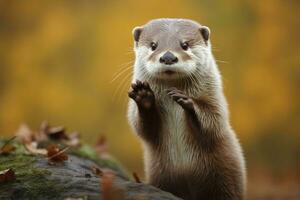 AI generated Otter in the water. AI Generated photo