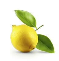 AI generated Lemon with leaf isolated on white background. AI Generated photo