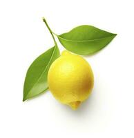 AI generated Lemon with leaf isolated on white background. AI Generated photo