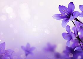 AI generated Abstract purple flowers spring background photo