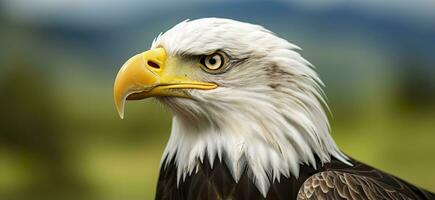 AI generated Portrait of an american bald eagle, wildlife. Generative AI photo