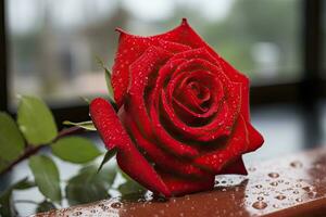 ai generado rojo Rosa para San Valentín día. ai generado foto