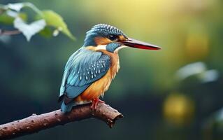 AI generated The common kingfisher wetlands bird colored feathers from different birds. Generative AI photo