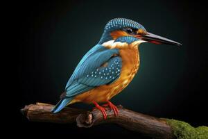 AI generated Kingfisher sitting on the tree branch. AI Generated photo