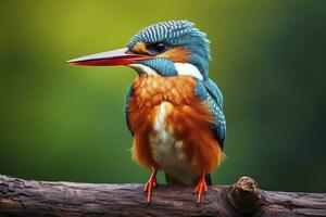 AI generated Kingfisher sitting on the tree branch. AI Generated photo