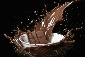 AI generated splash of chocolate or Cocoa. Generative AI photo