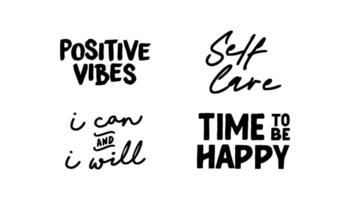 Positive thinking messages. Motivational quotes. Inspirational phrases. Decorative wisdom lettering. vector