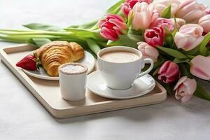 AI generated Happy mother's day, beautiful breakfast. AI Generated photo