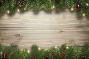 AI generated Christmas and New Year wooden background. AI Generated photo