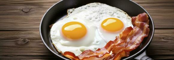 AI generated Fried eggs and bacon. AI Generated photo