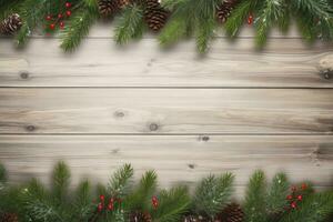 AI generated Christmas and New Year wooden background. AI Generated photo