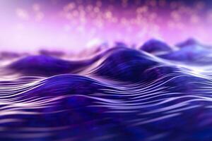 AI generated 3D renders technological waves with purple, and vibrant colors. AI Generative photo