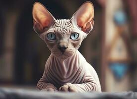 AI generated Beautiful photo Sphynx cat concept, contemporary natural and mood social background. Generative AI