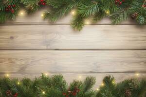 AI generated Christmas and New Year wooden background. AI Generated photo