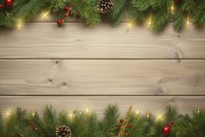 AI generated Christmas and New Year wooden background. AI Generated photo