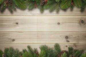 AI generated Christmas and New Year wooden background. AI Generated photo