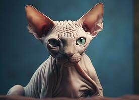 AI generated Beautiful photo Sphynx cat concept, contemporary natural and mood social background. Generative AI