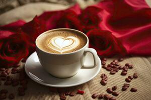 AI generated Valentine's Day Coffee. AI Generated photo