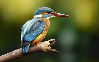 AI generated The common kingfisher wetlands bird colored feathers from different birds. Generative AI photo