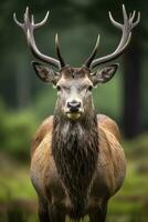 AI generated Close up of red deer stag. AI Generated photo