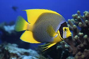 AI generated Beautiful angelfish in the ocean. photo