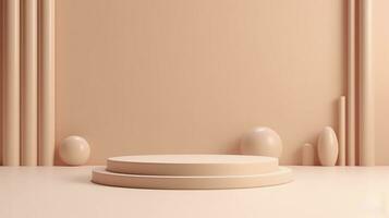 AI generated Podium with a parametric background. Stage showcase on pedestal display, 3d rendering. AI Generative photo