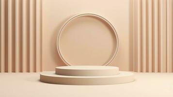 AI generated Podium with a parametric background. Stage showcase on pedestal display, 3d rendering. AI Generative photo