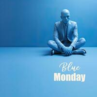 AI Generated Blue Monday concept with sad man 3d illustration photo