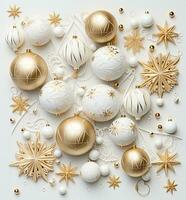 Christmas decorative background in white and golden color photo