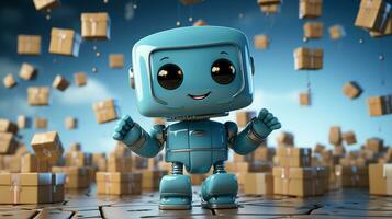 AI generated Cute robot joking funny ai generated character 3d image photo