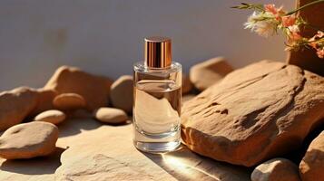 AI generated Canyon fragrance perfume ai generated bottle mockup photo