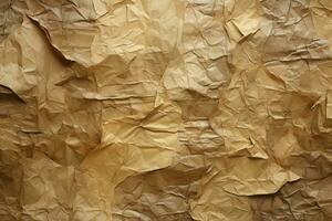 AI generated Torn and crumpled cardboard texture in earthy tones. Texture, background, pattern photo