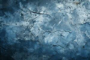 AI generated Navy grunge texture of the concrete wall. Abstract blue cement background with cracks. Natural dirty surface with copy space for modern banner design photo