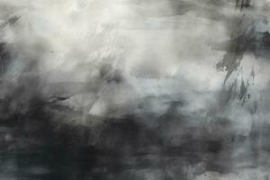 AI generated Abstract black watercolor texture with wet brush strokes for wallpaper design, hand-painted texture. Texture, background, pattern photo