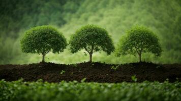 AI generated Chronicle the lifecycle of the green tree, from germination to maturity, detailing the stages of growth, reproduction, and eventual senescence. photo