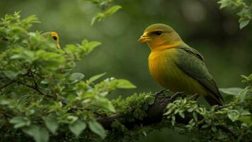 AI generated Construct a field guide for birdwatchers, providing comprehensive information on the diverse avian species that call the absolute green tree their home. photo