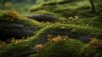 AI generated Explore the microscopic world within the bark of the trees, revealing the complex interplay of organisms that contribute to the overall health of the ecosystem. photo