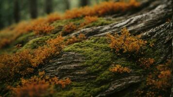 AI generated Explore the microscopic world within the bark of the trees, revealing the complex interplay of organisms that contribute to the overall health of the ecosystem. photo