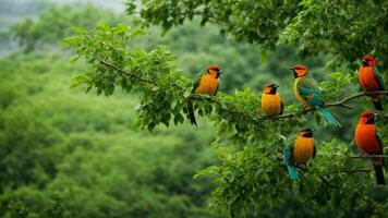 AI generated Explore the coevolutionary relationships between specific tree species and the colorful birds, highlighting how each has shaped the other's characteristics over time. photo