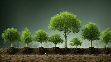 ai generado crónica el ciclo vital de el verde árbol, desde germinación a madurez, detallado el etapas de crecimiento, reproducción, y eventual senectud. foto