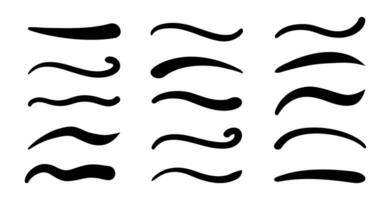 Swoosh, swash underline stroke set. Hand drawn swirl swoosh underline calligraphic element vector