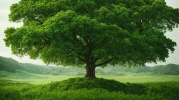 AI generated Examine the role of the absolute green tree as a carbon sink and its contribution to mitigating climate change, considering the long-term implications for global ecosystems. photo