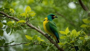 AI generated Explore the coevolutionary relationships between specific tree species and the colorful birds, highlighting how each has shaped the other's characteristics over time. photo