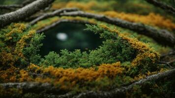 AI generated Explore the microscopic world within the bark of the trees, revealing the complex interplay of organisms that contribute to the overall health of the ecosystem. photo