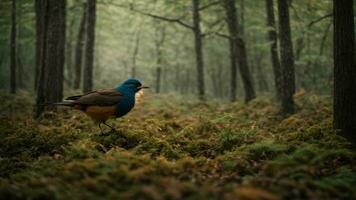 AI generated Develop a documentary script that follows the life cycle of a particular bird species, offering viewers an intimate glimpse into its interactions with the absolute green t photo