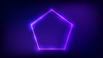 Neon double frame with shining effects vector